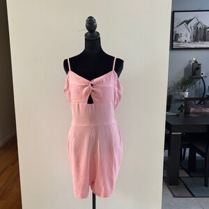Pink Tie-Front Romper